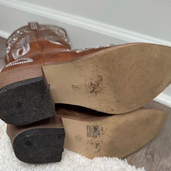 Brown Embroidered Cowboy Boots - Picture 5 of 5